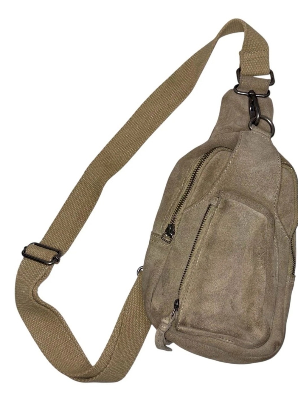 Free People Suede Sling Backpack - Beige